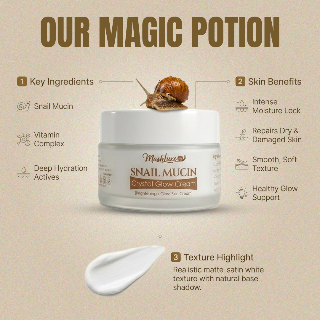 Mashluxe Snail Mucin Crystal Glow Cream
