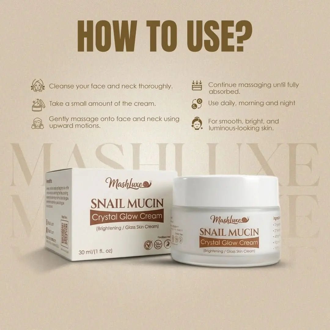 Mashluxe Snail Mucin Crystal Glow Cream & Snail Mucin Vitamin C Serum 30ml Combo - Mashluxe