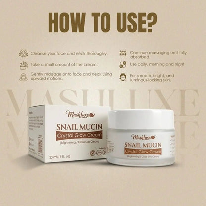 Mashluxe Snail Mucin Crystal Glow Cream & Snail Mucin Vitamin C Serum 30ml Combo - Mashluxe