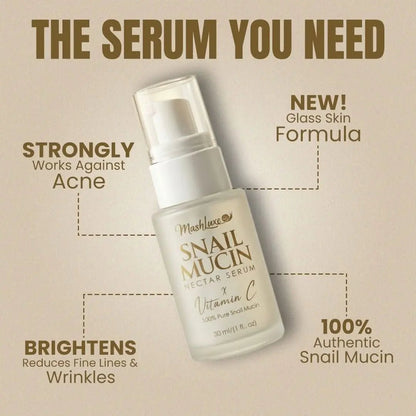 Mashluxe Snail Mucin Crystal Glow Cream & Snail Mucin Vitamin C Serum 30ml Combo - Mashluxe
